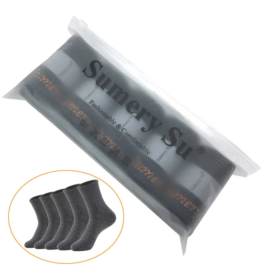 5 Pairs/Lot Socks Men Cotton Running Casual Thick Solid Compression Breathable Outdoor Travel Long High Crew Sock Male 4 Styles