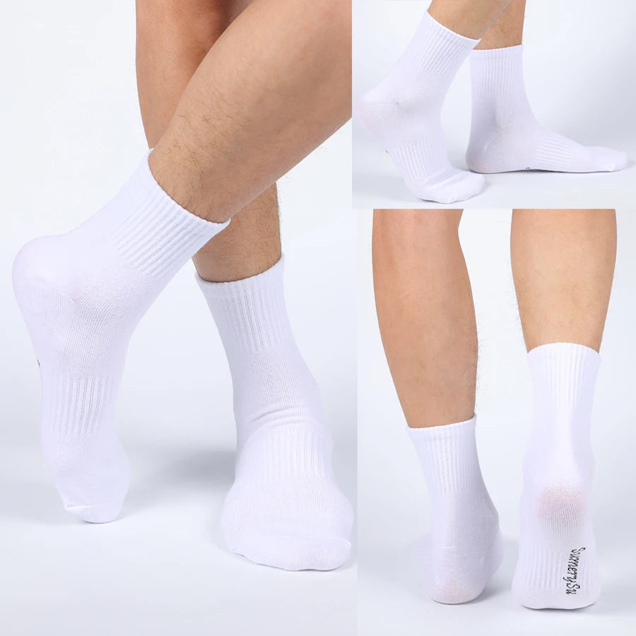 5 Pairs/Lot Socks Men Cotton Running Casual Thick Solid Compression Breathable Outdoor Travel Long High Crew Sock Male 4 Styles