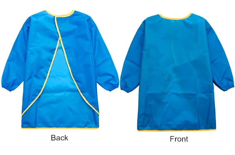 Children Long Sleeve Waterproof Apron for Kid School Art Craft Painting Kitchen Cook Baby Boy Girl Feeding Eat Smock DIY Drawing