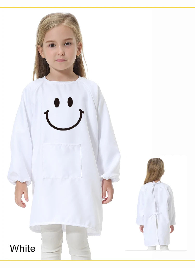 Children's Kitchen Cooking Baking Painting Clothes Polyester Kid Anti-Wear Smock Baby Eating Aprons Print LOGO