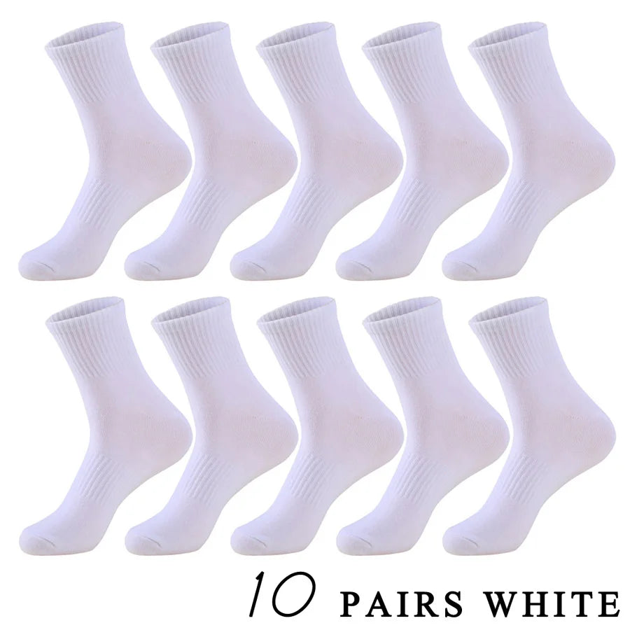 5 Pairs/Lot Socks Men Cotton Running Casual Thick Solid Compression Breathable Outdoor Travel Long High Crew Sock Male 4 Styles