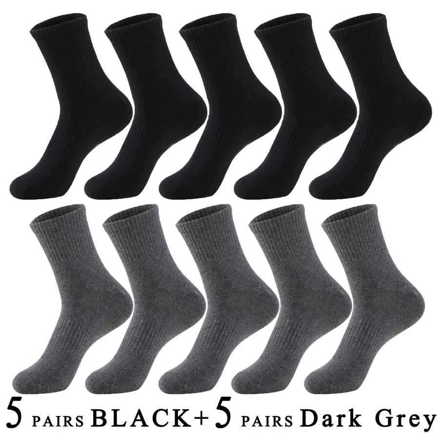5 Pairs/Lot Socks Men Cotton Running Casual Thick Solid Compression Breathable Outdoor Travel Long High Crew Sock Male 4 Styles