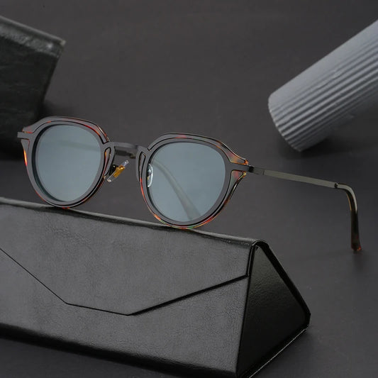 Vintage Candy Color Ins Trendy Metal Oval Eyeglasses Uv400 Luxury Sunglasses Punk Gafas De Sol for Women