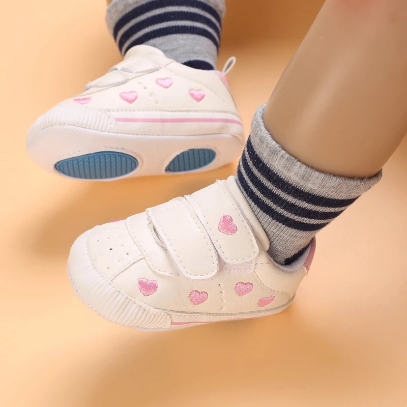 0-18 Months Infant Spring Shoe Newborn Infant Girls and Boys Recreational Baptism Non-Slip Walking Shoe White Soft-soled Sneaker
