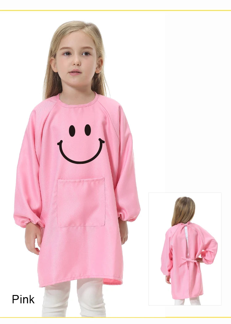 Children's Kitchen Cooking Baking Painting Clothes Polyester Kid Anti-Wear Smock Baby Eating Aprons Print LOGO