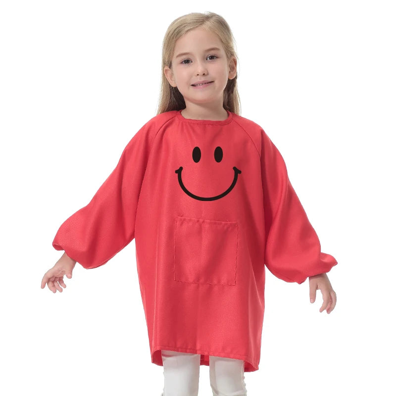 Children's Kitchen Cooking Baking Painting Clothes Polyester Kid Anti-Wear Smock Baby Eating Aprons Print LOGO