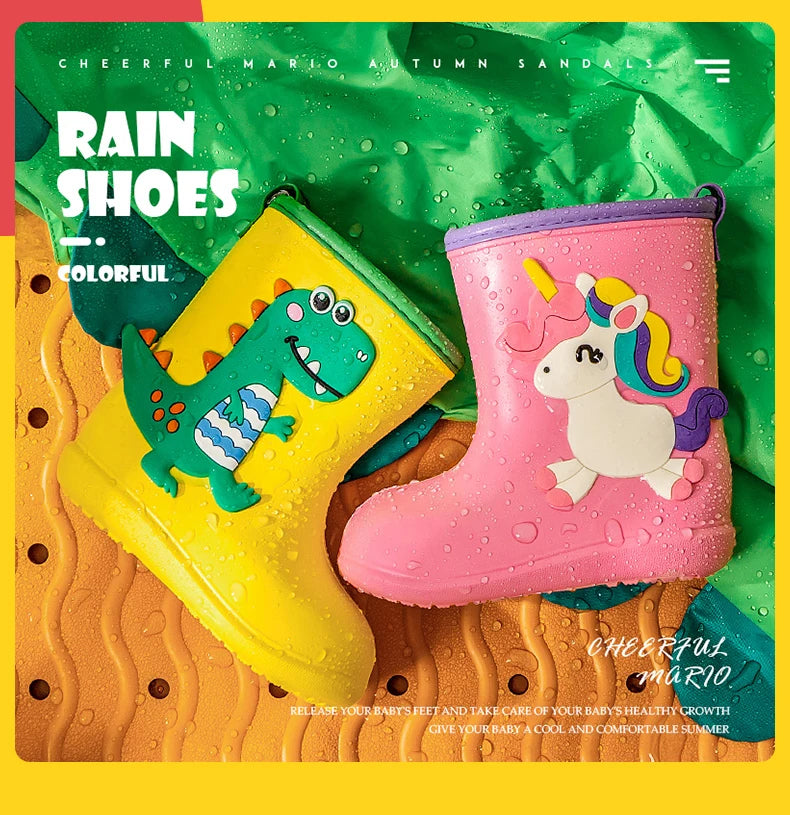Children Rain Boots Baby Boys Girl EVA Non-slip Outdoor Cartoon Dinosaur Rain boots for Kids Waterproof Shoes Water boots girl