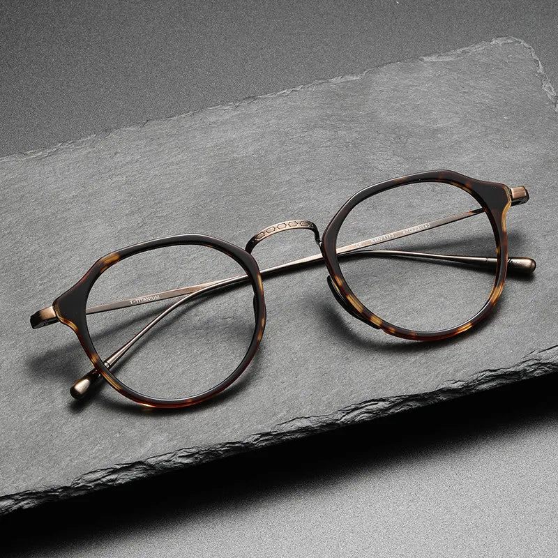 Factory Direct Sales Best Business Pure Titanium Round Eyeglasses Frame Acetate Computer Blue Blocking Glasses for Men