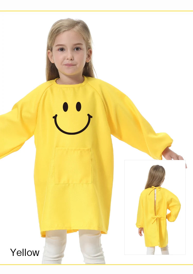 Children's Kitchen Cooking Baking Painting Clothes Polyester Kid Anti-Wear Smock Baby Eating Aprons Print LOGO