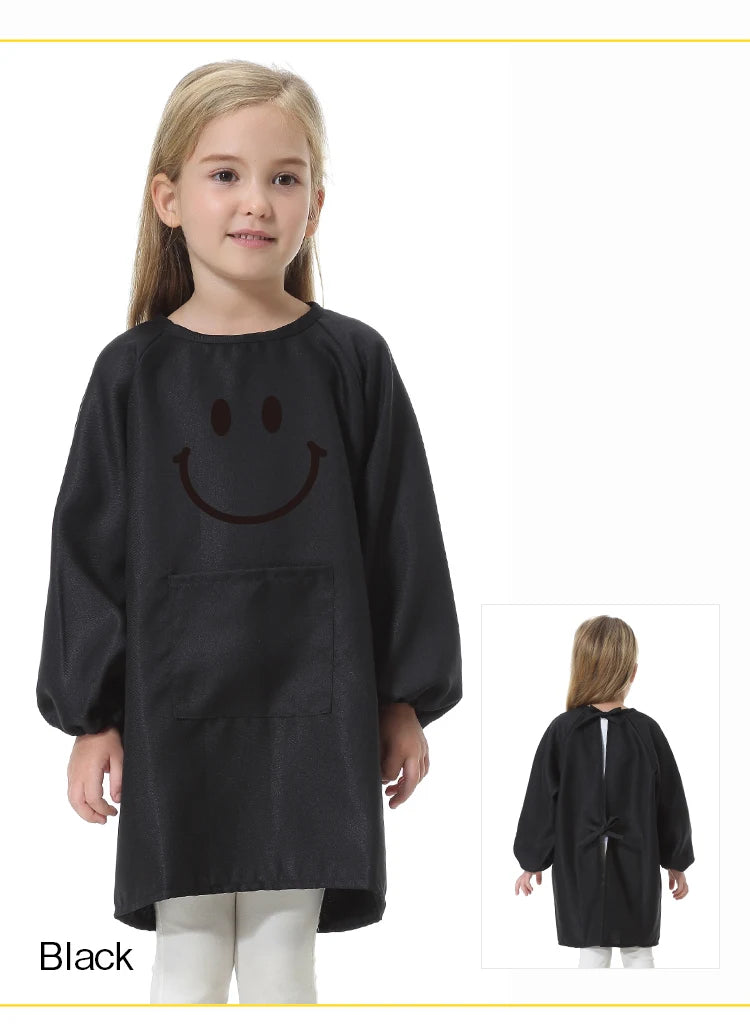 Children's Kitchen Cooking Baking Painting Clothes Polyester Kid Anti-Wear Smock Baby Eating Aprons Print LOGO