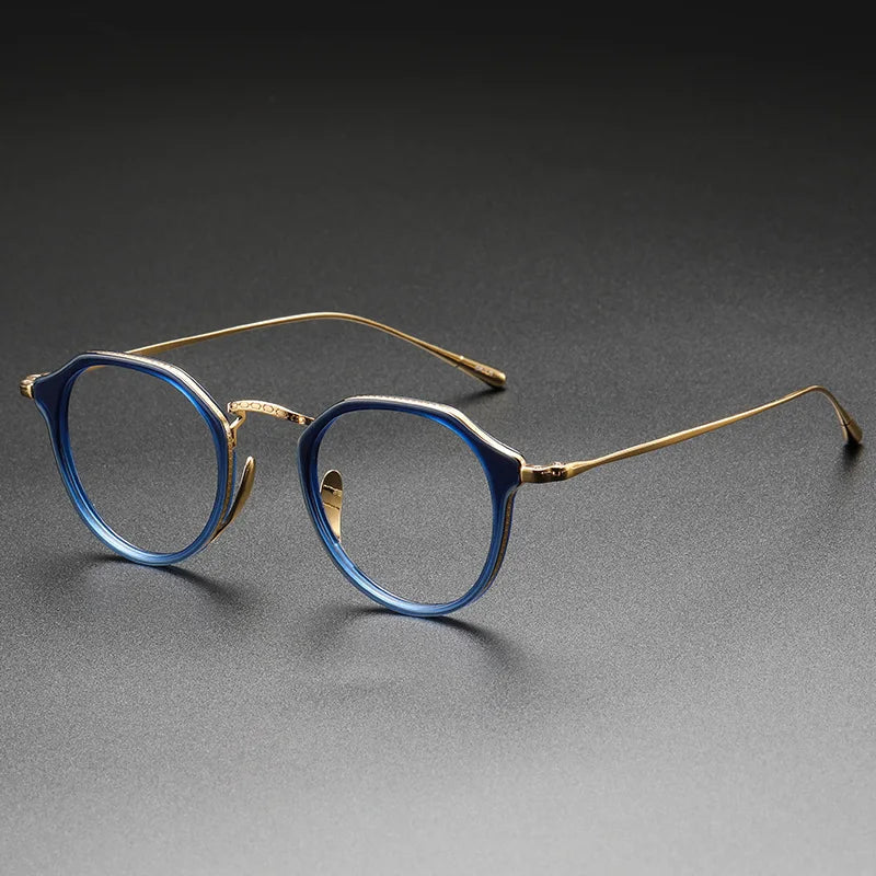 Factory Direct Sales Best Business Pure Titanium Round Eyeglasses Frame Acetate Computer Blue Blocking Glasses for Men