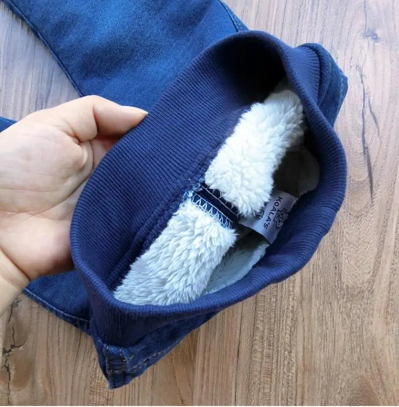 2024 New High quality thick winter warm cashmere kids baby pants Boys Girls children' cotton trousers children jeans1-6Y