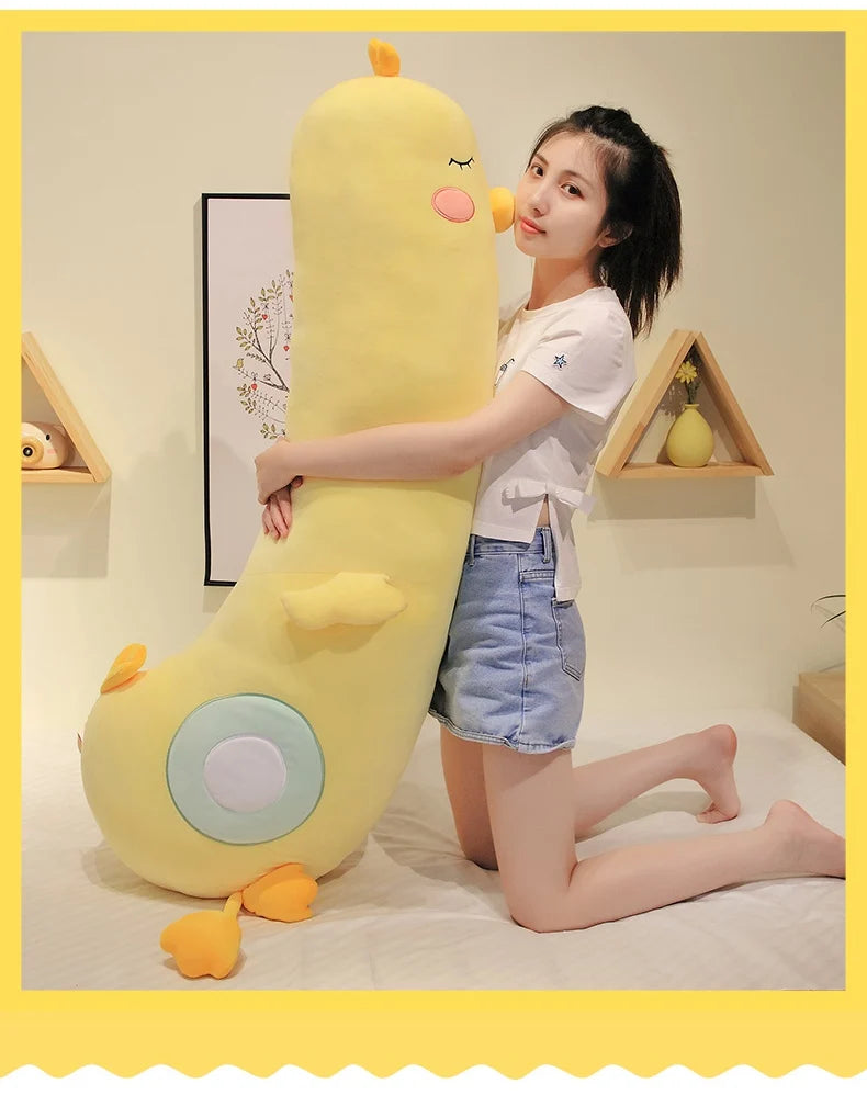 New Giant Soft Duck Plush Toy Stuffed Cartoon Animal Chicken Doll Sleep Long Pillow Cushion Boyfriends Pillow Birthday Gifts