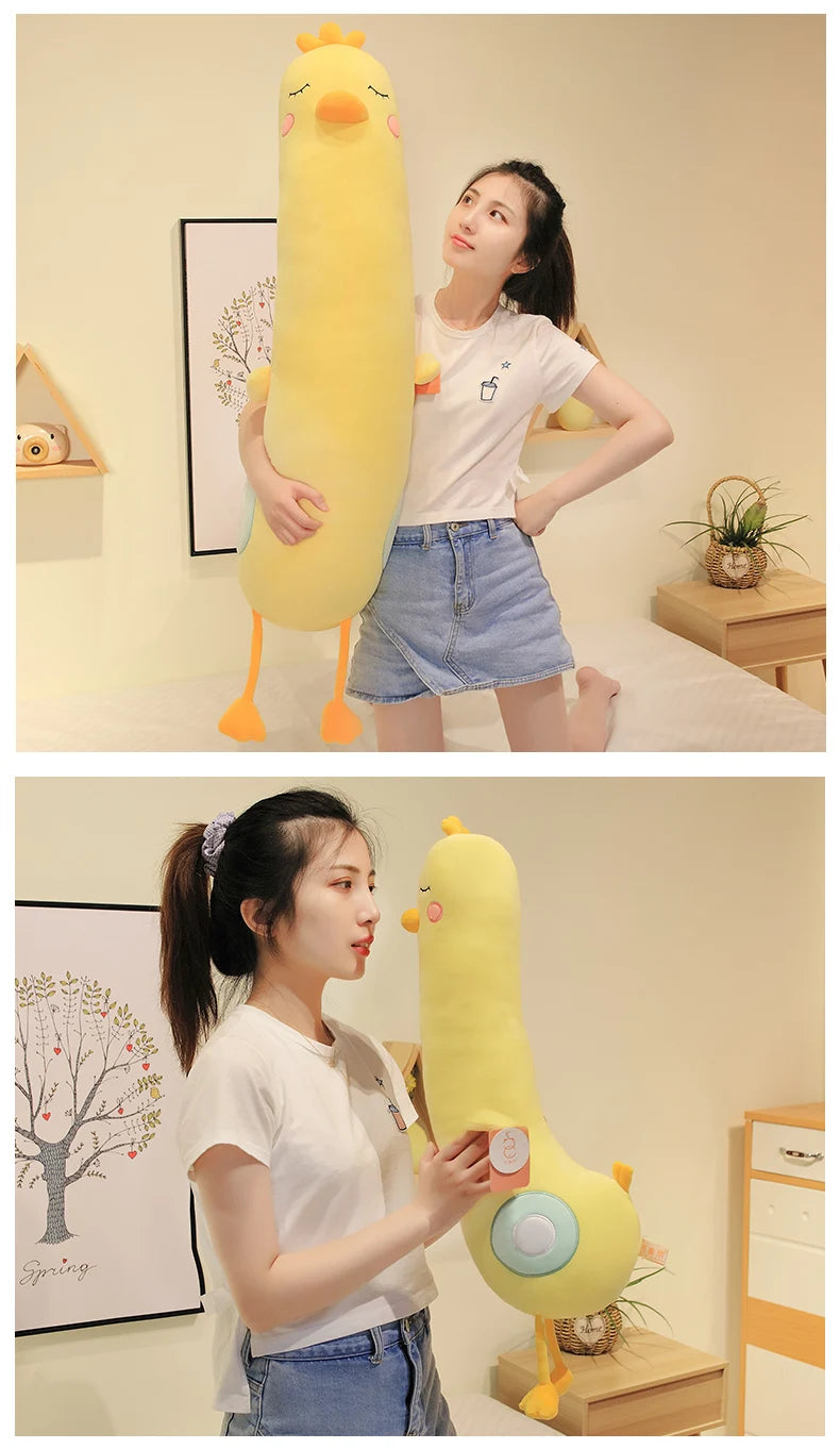 New Giant Soft Duck Plush Toy Stuffed Cartoon Animal Chicken Doll Sleep Long Pillow Cushion Boyfriends Pillow Birthday Gifts