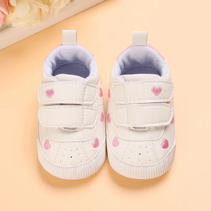 0-18 Months Infant Spring Shoe Newborn Infant Girls and Boys Recreational Baptism Non-Slip Walking Shoe White Soft-soled Sneaker
