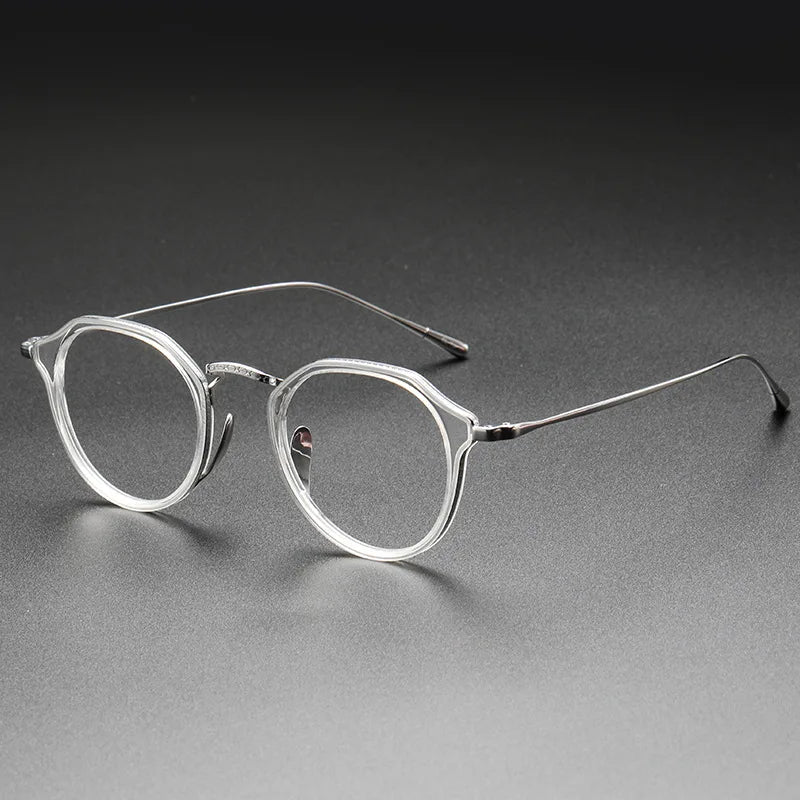Factory Direct Sales Best Business Pure Titanium Round Eyeglasses Frame Acetate Computer Blue Blocking Glasses for Men
