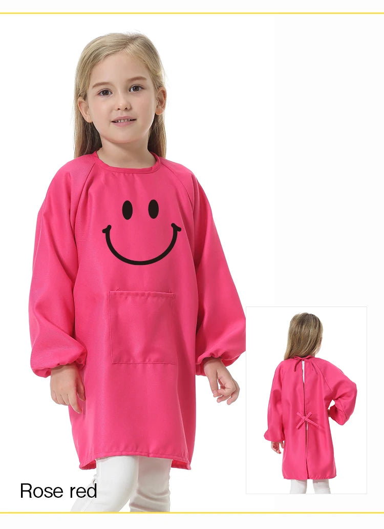 Children's Kitchen Cooking Baking Painting Clothes Polyester Kid Anti-Wear Smock Baby Eating Aprons Print LOGO