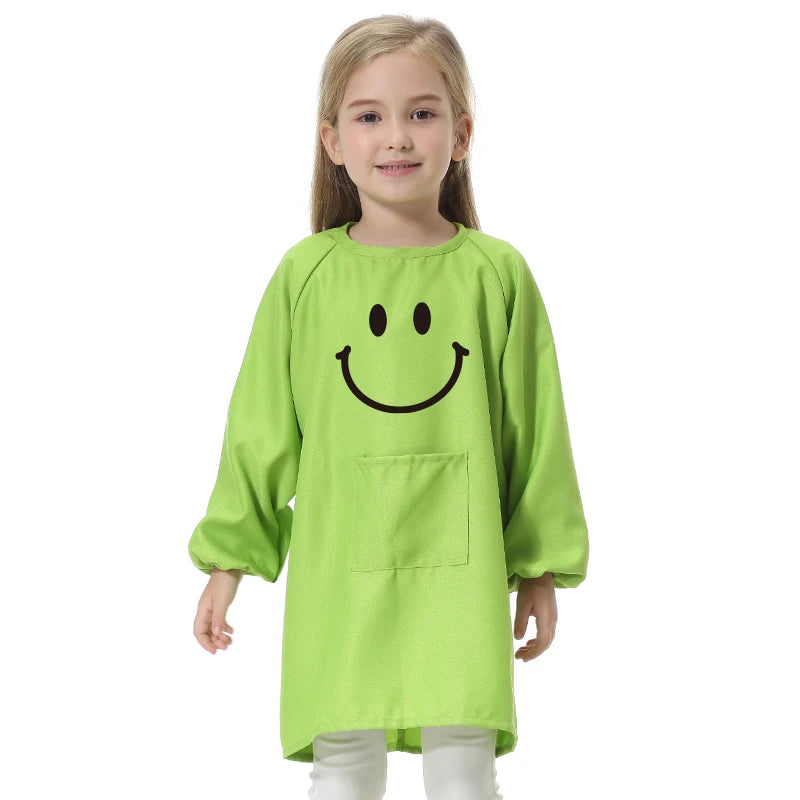 Children's Kitchen Cooking Baking Painting Clothes Polyester Kid Anti-Wear Smock Baby Eating Aprons Print LOGO