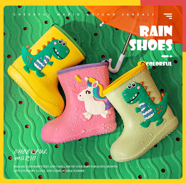 Children Rain Boots Baby Boys Girl EVA Non-slip Outdoor Cartoon Dinosaur Rain boots for Kids Waterproof Shoes Water boots girl