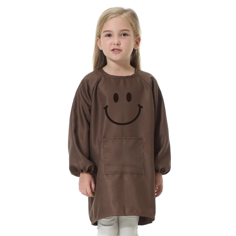 Children's Kitchen Cooking Baking Painting Clothes Polyester Kid Anti-Wear Smock Baby Eating Aprons Print LOGO