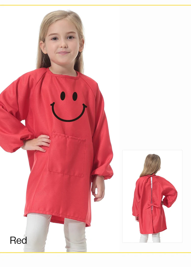 Children's Kitchen Cooking Baking Painting Clothes Polyester Kid Anti-Wear Smock Baby Eating Aprons Print LOGO