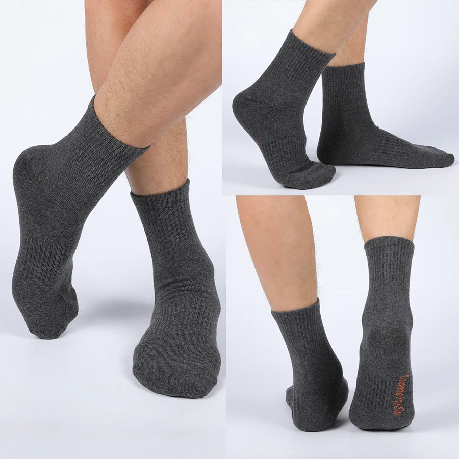 5 Pairs/Lot Socks Men Cotton Running Casual Thick Solid Compression Breathable Outdoor Travel Long High Crew Sock Male 4 Styles