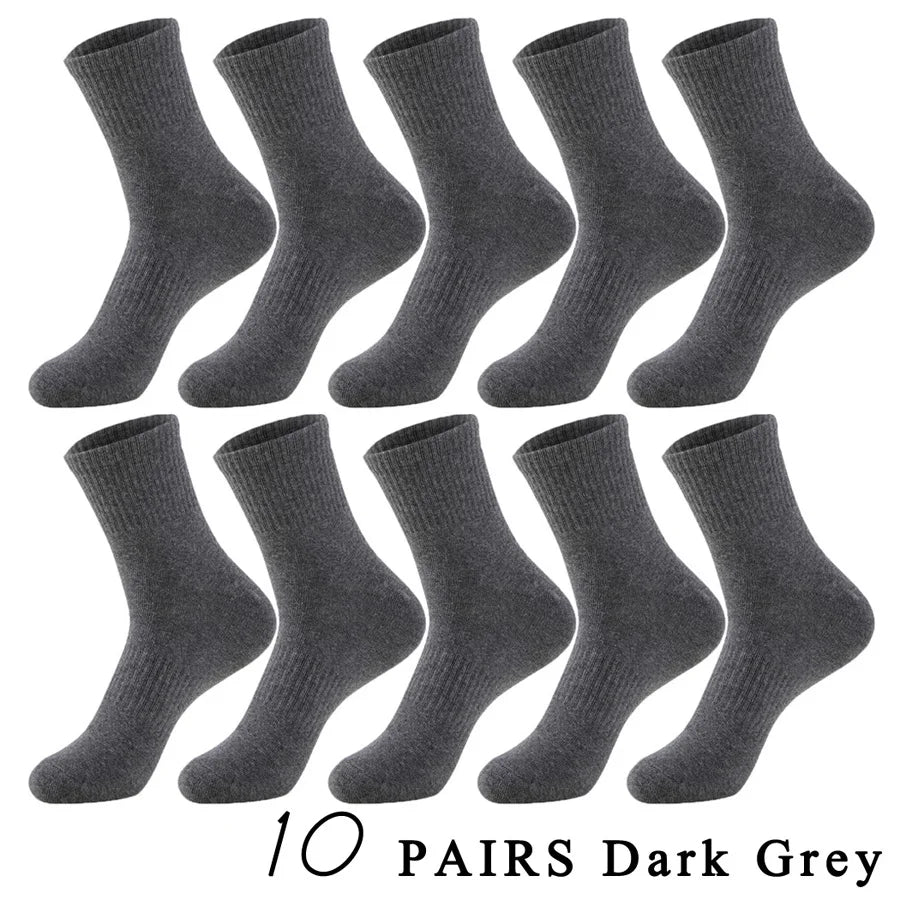 5 Pairs/Lot Socks Men Cotton Running Casual Thick Solid Compression Breathable Outdoor Travel Long High Crew Sock Male 4 Styles