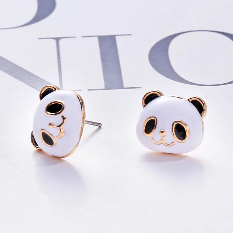 JIOFREE Korea Style Cartoon panda clip on earrings non pierced earrings ear clips Ear Cuff For Women party