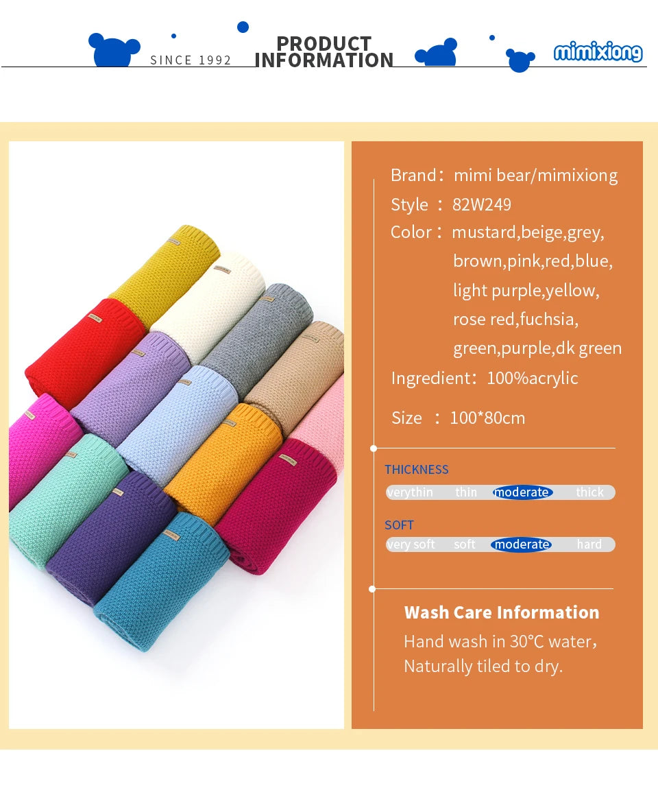 Baby Blanket Knitted Newborn Swaddle Wrap Blankets Super Soft Toddler Infant Bedding Quilt For Bed Sofa Basket Stroller Blankets