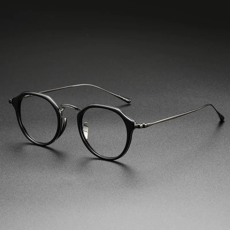 Factory Direct Sales Best Business Pure Titanium Round Eyeglasses Frame Acetate Computer Blue Blocking Glasses for Men