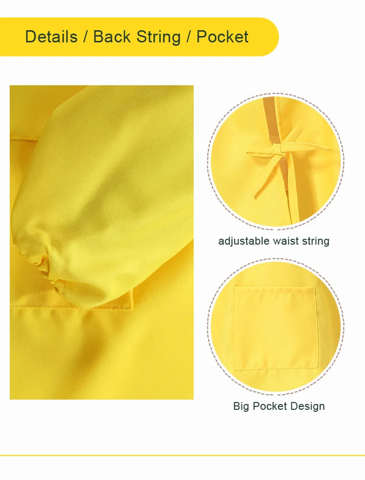Children's Kitchen Cooking Baking Painting Clothes Polyester Kid Anti-Wear Smock Baby Eating Aprons Print LOGO