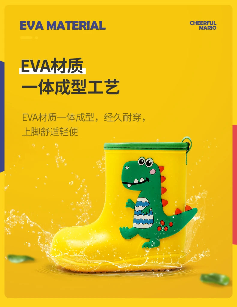 Children Rain Boots Baby Boys Girl EVA Non-slip Outdoor Cartoon Dinosaur Rain boots for Kids Waterproof Shoes Water boots girl