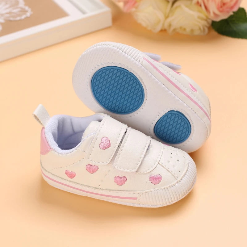 0-18 Months Infant Spring Shoe Newborn Infant Girls and Boys Recreational Baptism Non-Slip Walking Shoe White Soft-soled Sneaker