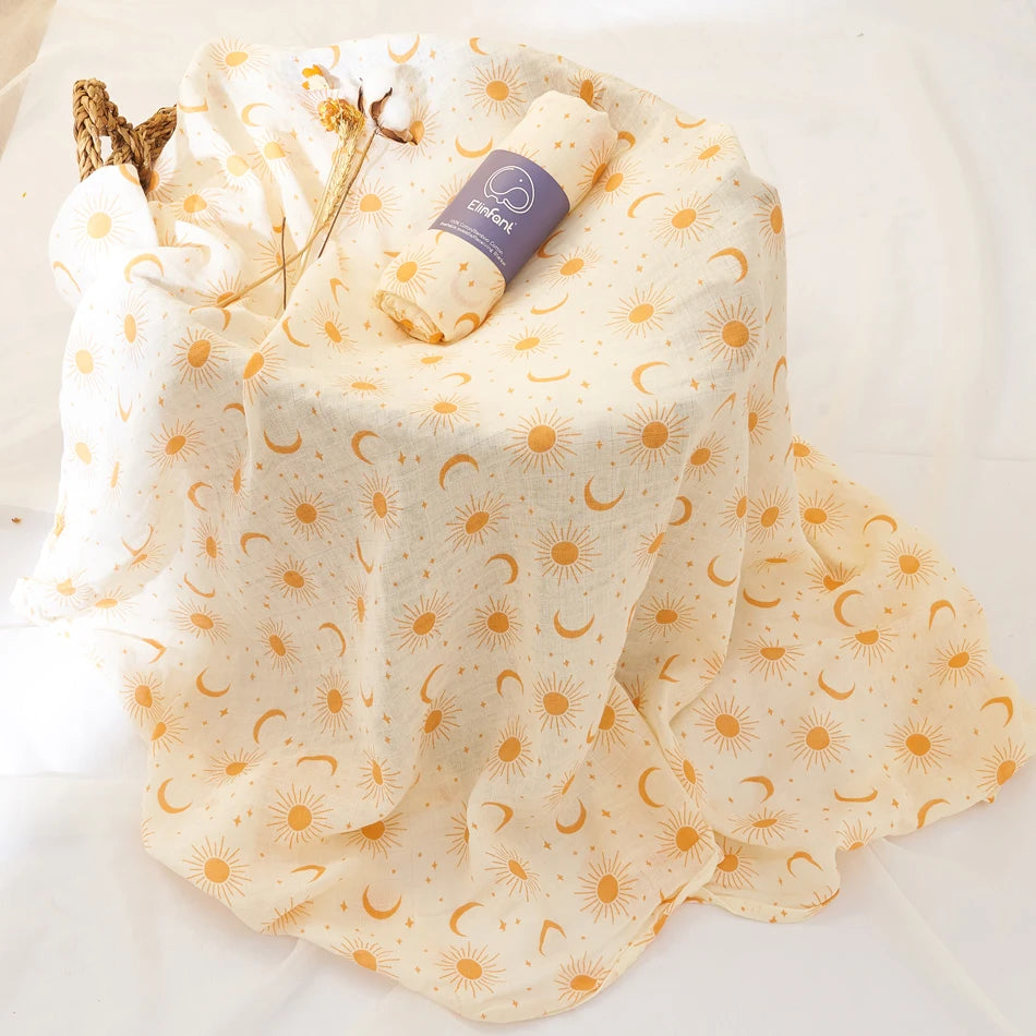 Elinfant 100% cotton 120*110cm 2 Layers Newborn Baby Bath Towel Wrap Muslin Swaddle Blankets Wholesale Dropshipping