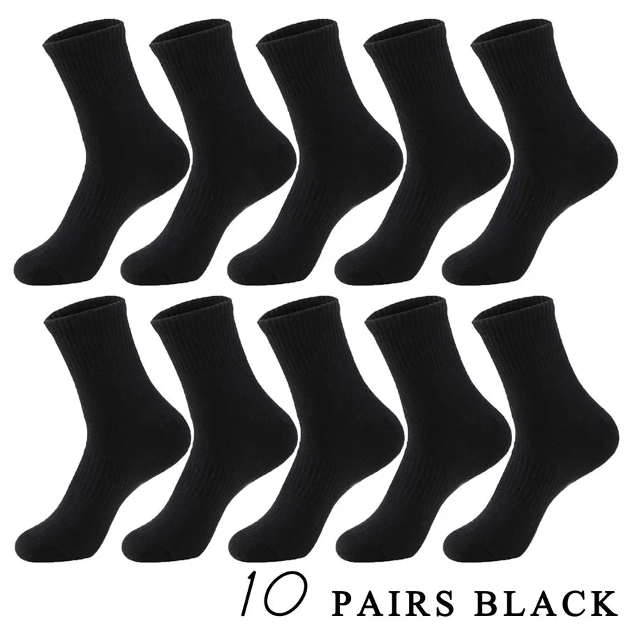 5 Pairs/Lot Socks Men Cotton Running Casual Thick Solid Compression Breathable Outdoor Travel Long High Crew Sock Male 4 Styles