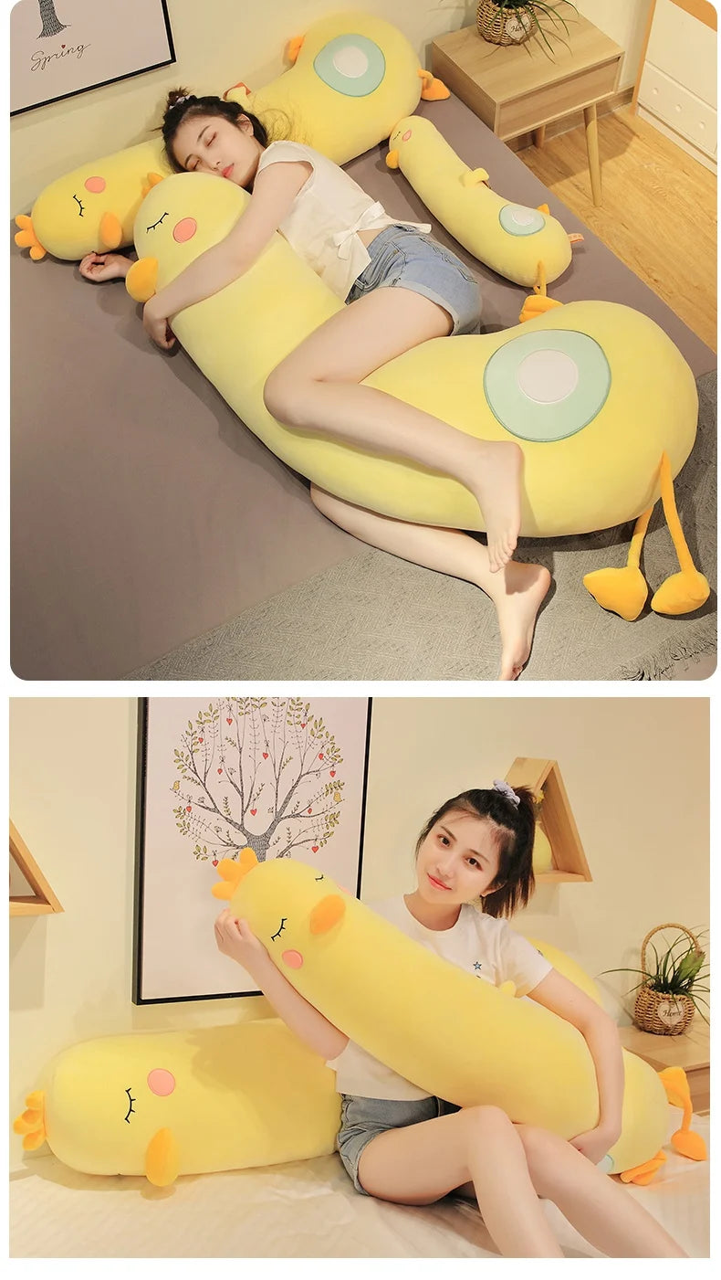 New Giant Soft Duck Plush Toy Stuffed Cartoon Animal Chicken Doll Sleep Long Pillow Cushion Boyfriends Pillow Birthday Gifts