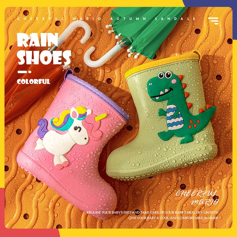 Children Rain Boots Baby Boys Girl EVA Non-slip Outdoor Cartoon Dinosaur Rain boots for Kids Waterproof Shoes Water boots girl