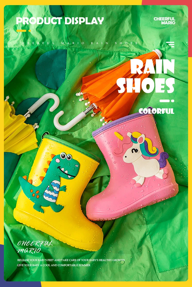 Children Rain Boots Baby Boys Girl EVA Non-slip Outdoor Cartoon Dinosaur Rain boots for Kids Waterproof Shoes Water boots girl