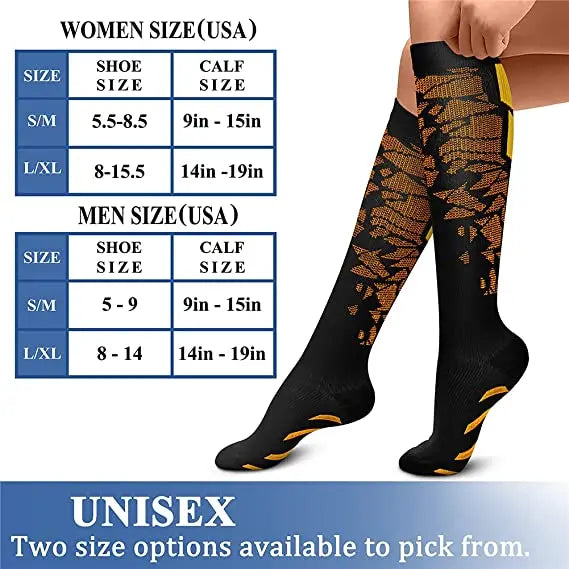 3 Pairs Lot Pack Compression Socks Running Men Women Floral Prints Stockings Sports Anti-Fatigue Compression Socks Bulk Sales