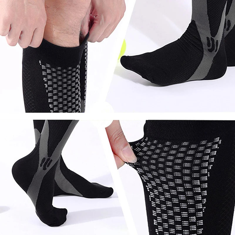 Running Men Women Compression Socks For Football Anti Fatigue Pain Relief 20-30 Mmhg Black Compression Socks Fit For Sport Socks