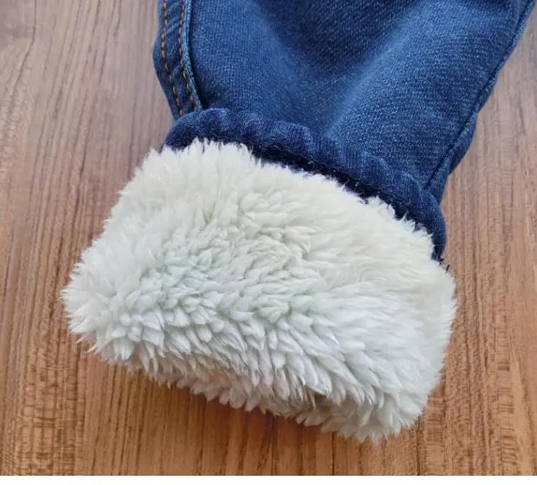 2024 New High quality thick winter warm cashmere kids baby pants Boys Girls children' cotton trousers children jeans1-6Y