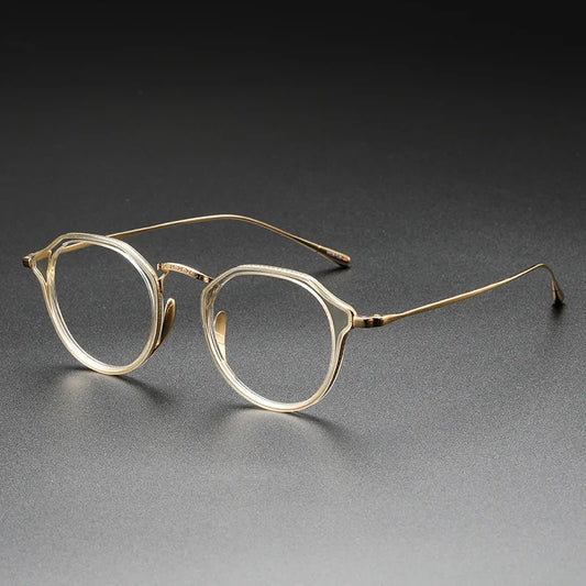 Factory Direct Sales Best Business Pure Titanium Round Eyeglasses Frame Acetate Computer Blue Blocking Glasses for Men