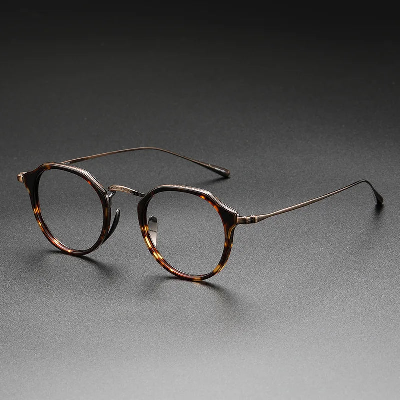 Factory Direct Sales Best Business Pure Titanium Round Eyeglasses Frame Acetate Computer Blue Blocking Glasses for Men