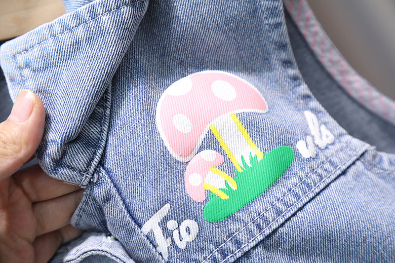 Kids Casual Vest Girl Denim Vest Light Blue Jeans Jacket Autumn Sleeveless Loose Short Coat Children Waistcoats