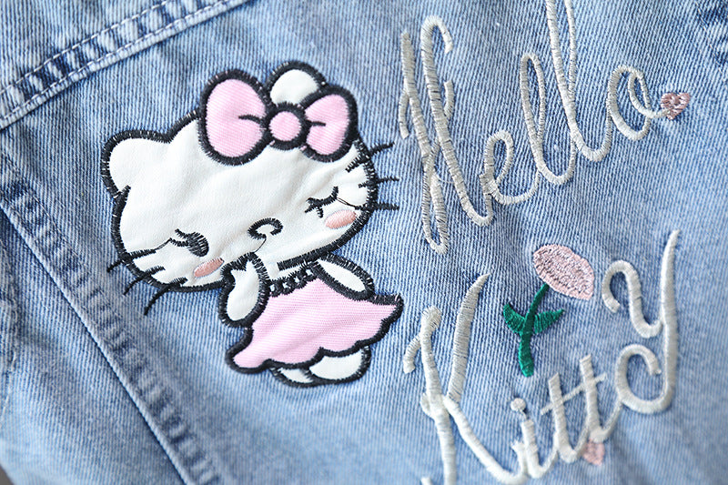Kids Casual Vest Girl Denim Vest Light Blue Jeans Jacket Autumn Sleeveless Loose Short Coat Children Waistcoats