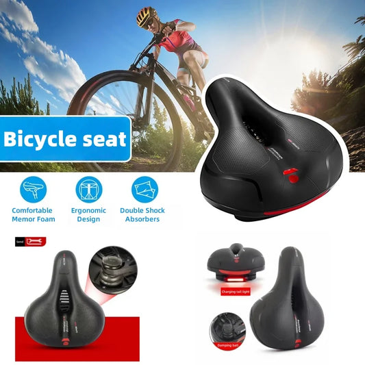 Men's Comfortable Breathable Bicycle Saddle MTB Road Bike Crash Absorbing Wide Seat Cushion Light and Comfortable Safety