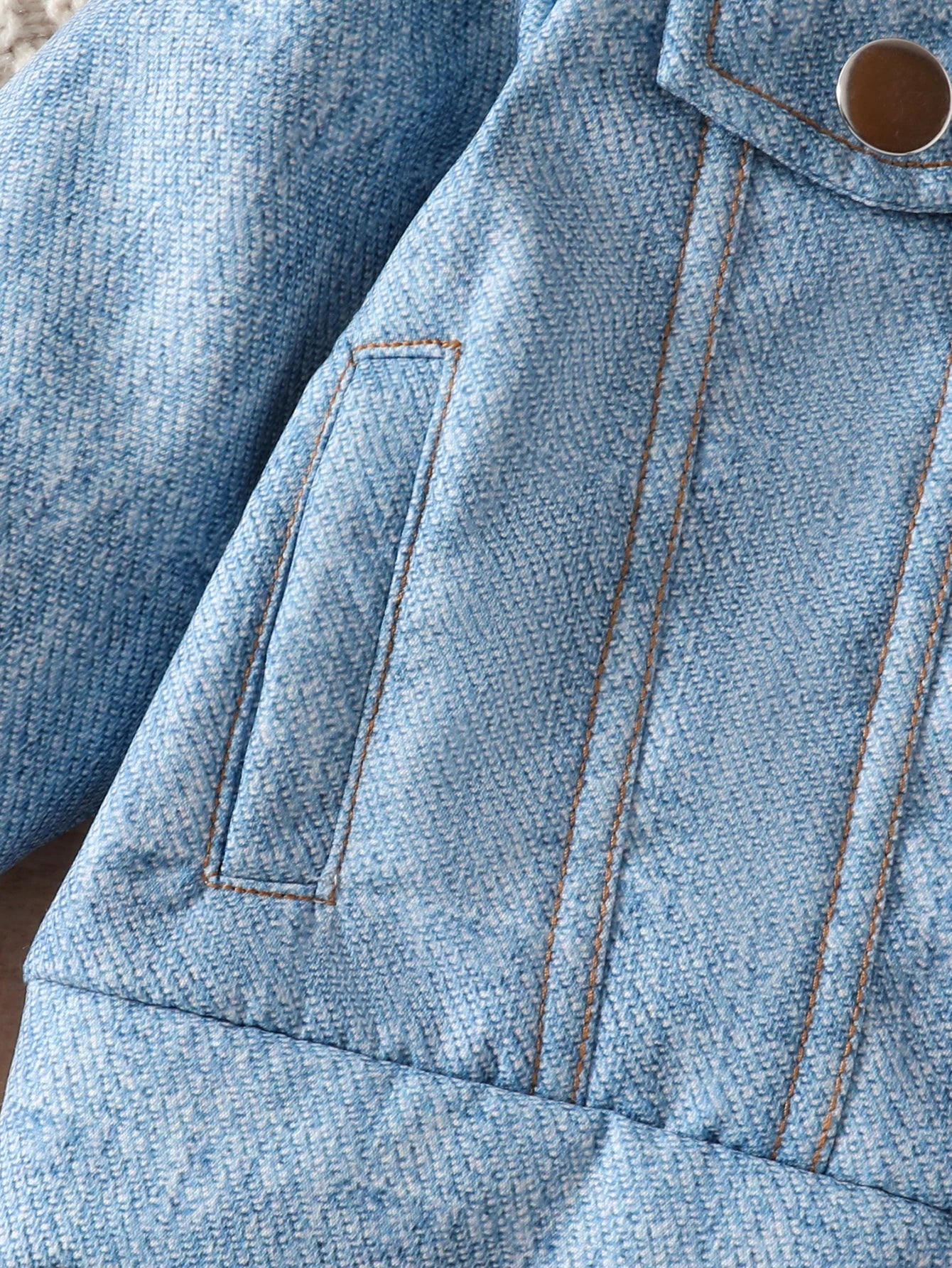 3-36 Months Baby's Winter Thick Stuffed Fashion Casual Imitation Denim Print Coat Fake Pocket Lapel Jacket Coat