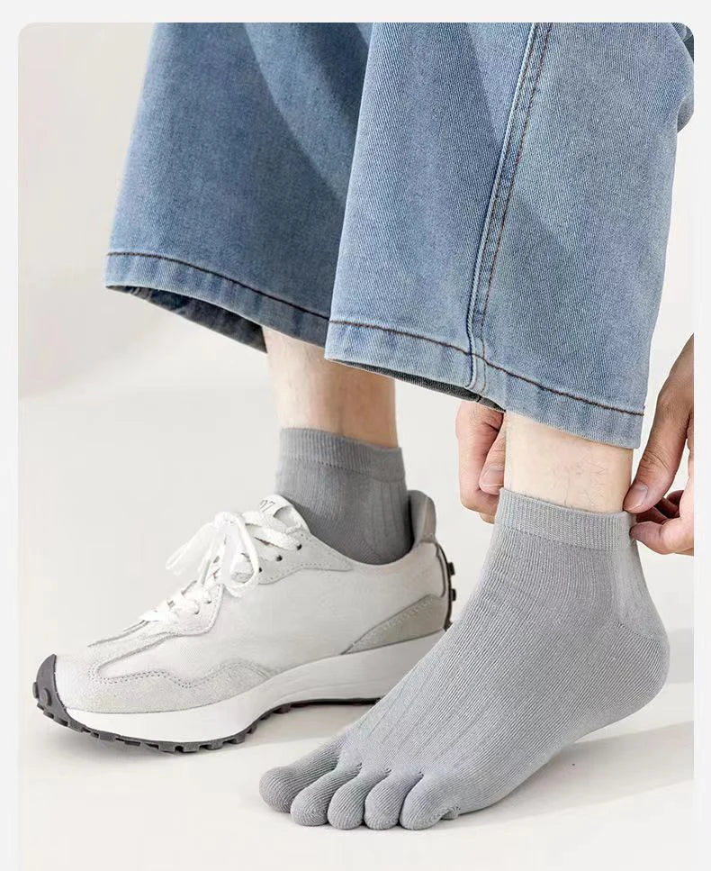 5 Pairs Toe Socks Men Short Breathable Mesh Cotton Casual Thin High Quality Five Finger Socks Low Cut Sports Running Ankle Socks