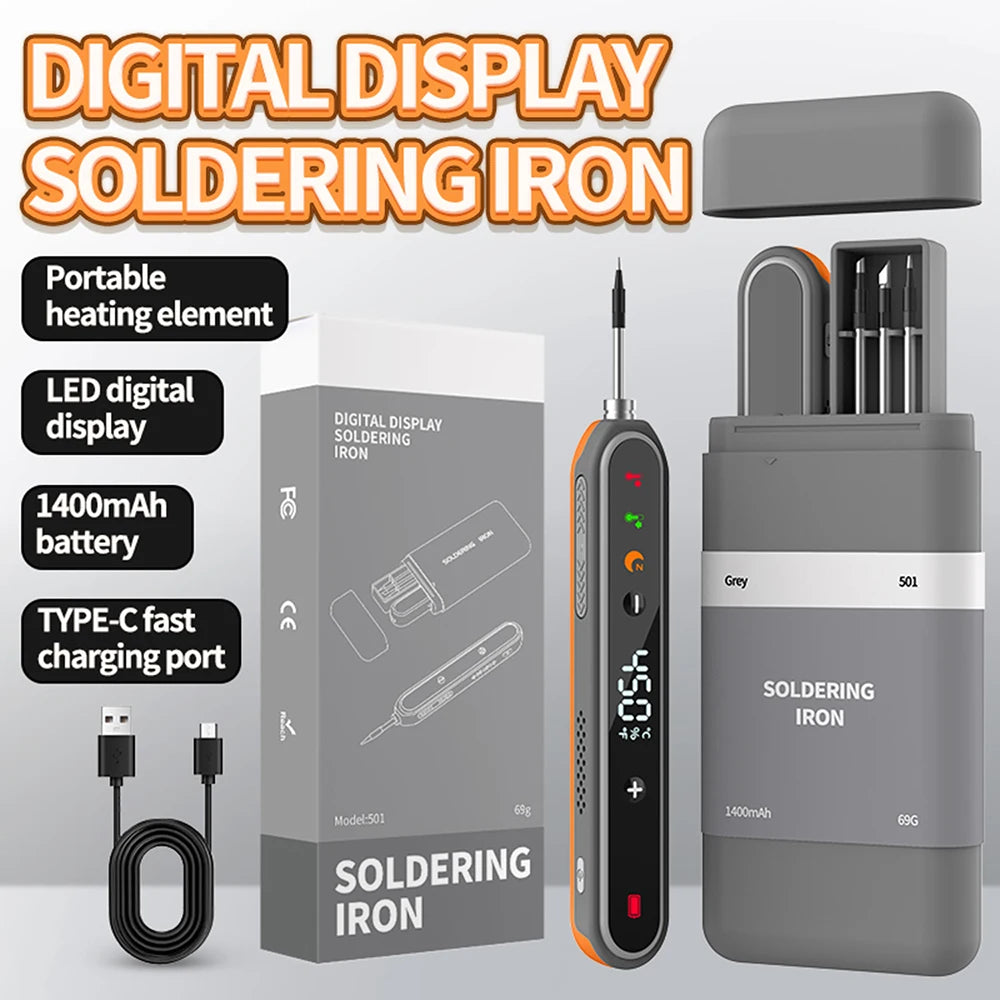 8-15W Type-C Digital Electric Soldering Iron Kit Intelligent Adjustable Temperature Fast Heating Mini Solder Irons Repair Tool
