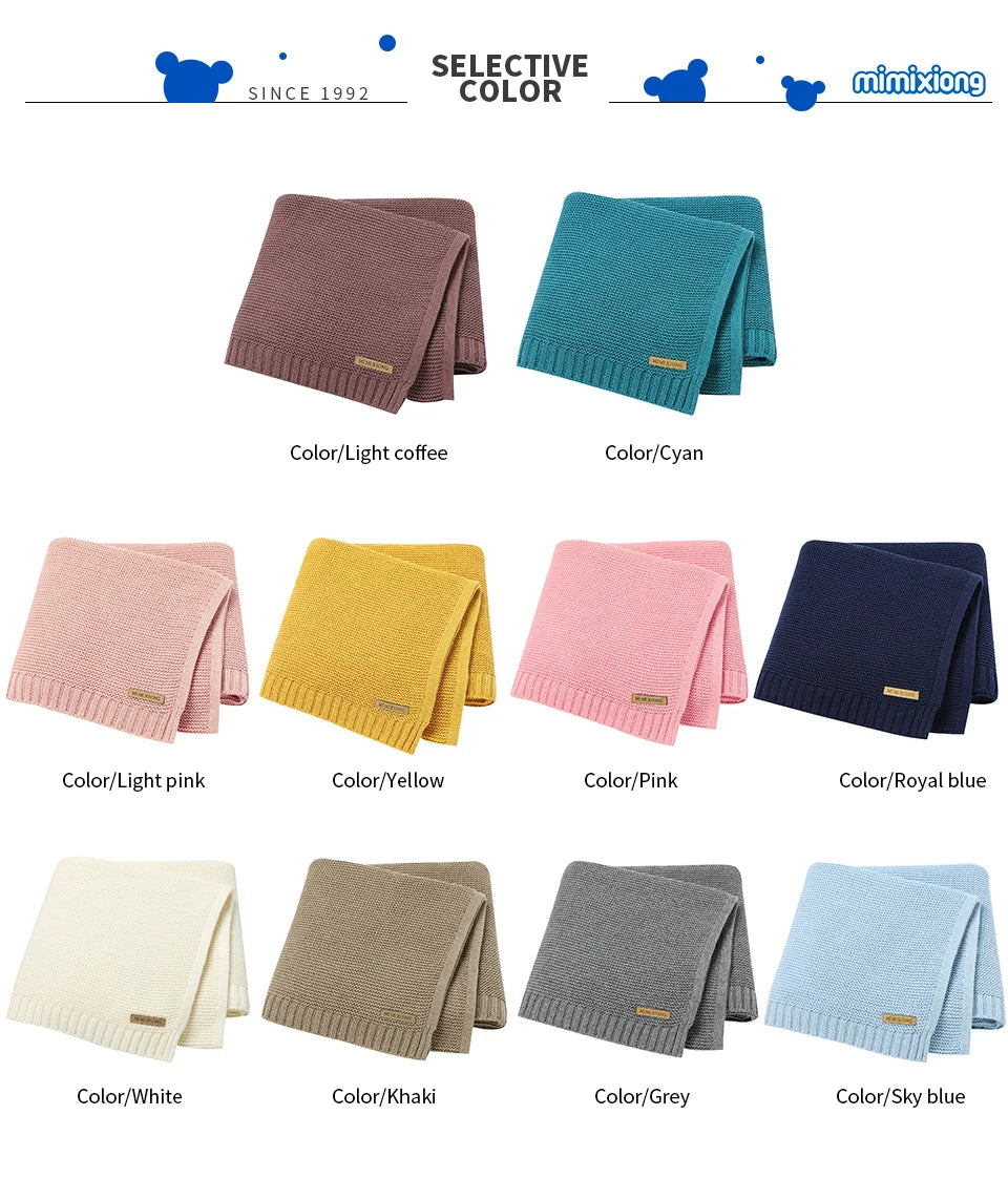 Baby Blankets 100*80cm Knit Newborn Boy Girl Month Stroller Bassinet Bedding Cradle Quilts Dual-Use Infant Netural Receiving Mat